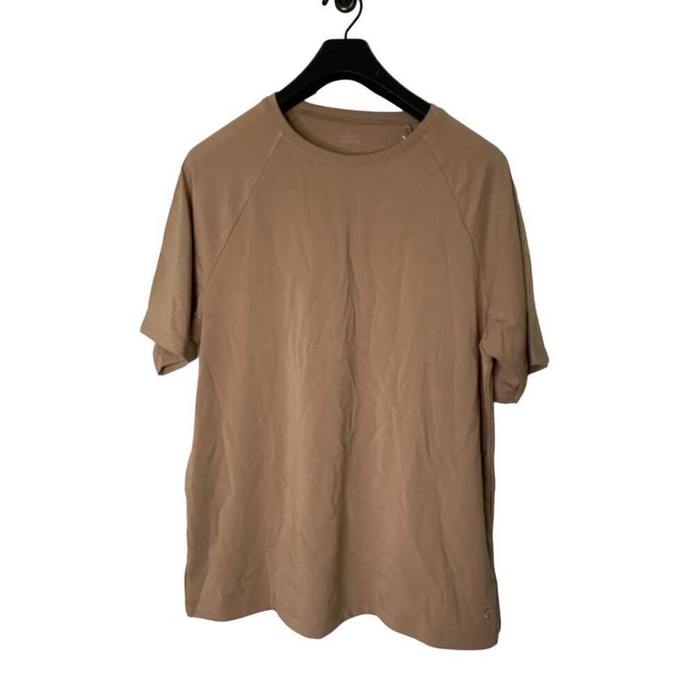 Cozy Earth Men's Ultra-Soft Bamboo Raglan Tee Timber size large NEW NWT